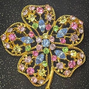 M Jent Multicolor Rhinestone Flower Brooch